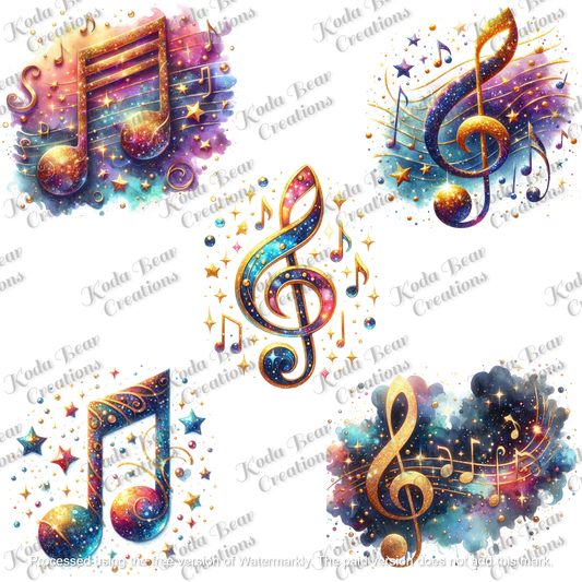 Music Notes Element Sheet UV DTF Decals