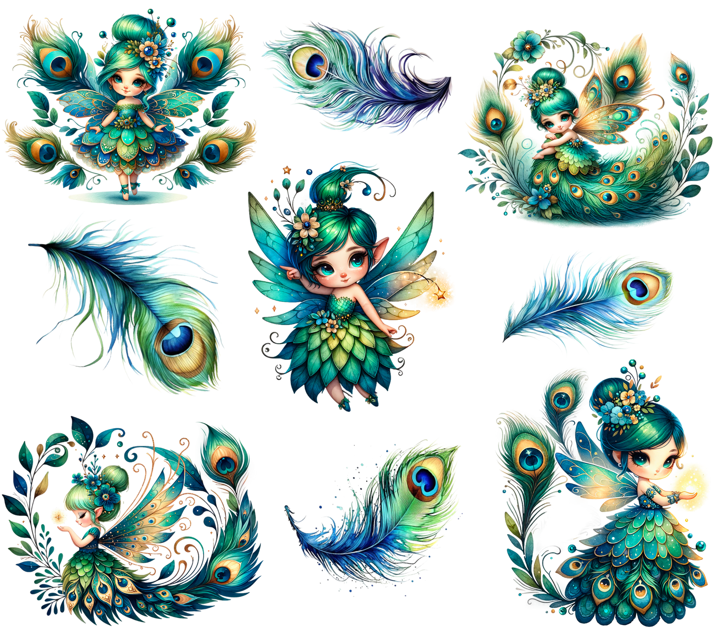 Peacock Fairies 1 Element Sheet