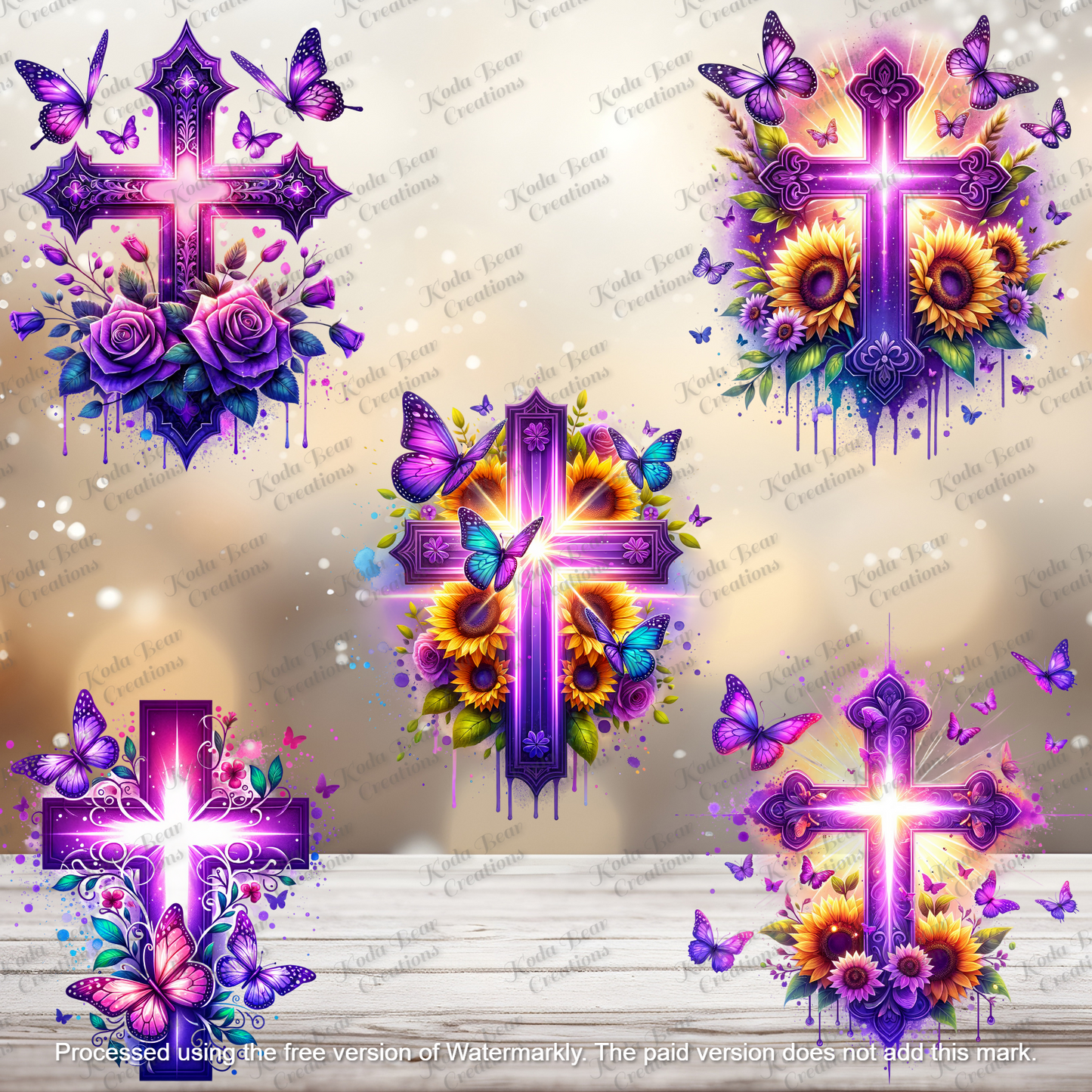 Purple Crosses Element Sheet UV DTF Decals