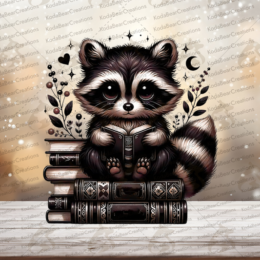 Racoon Reader UV DTF Decal-D303