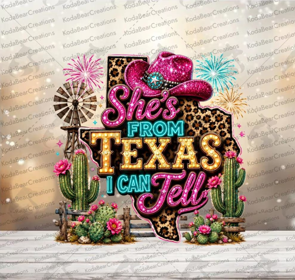 She's From TX UV DTF Decal-D351