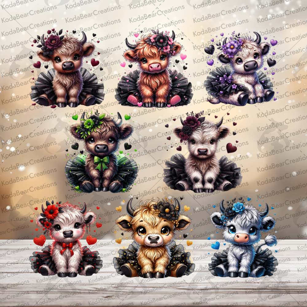 Tutu Cows Element Sheet UV DTF Decals-E074