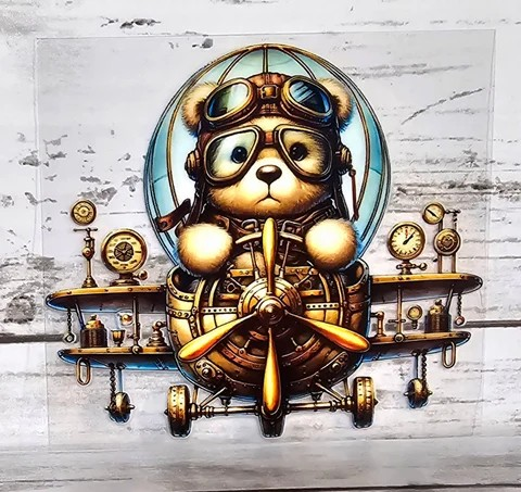 Steampunk Airplane Bear UV DTF Decal