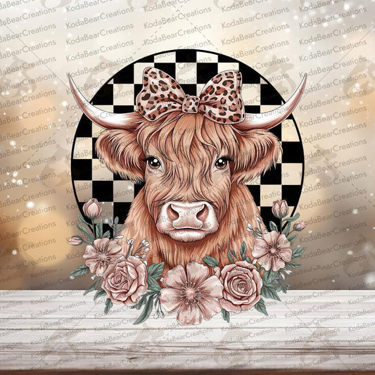 highland cow uv dtf, Tumbler Decal Waterproof, Ready-To-Press 4in
