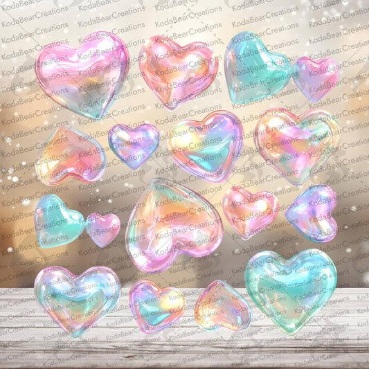 UV DTF Decals, Pastel Hearts Element Sheet 8x8 Waterproof Tumbler