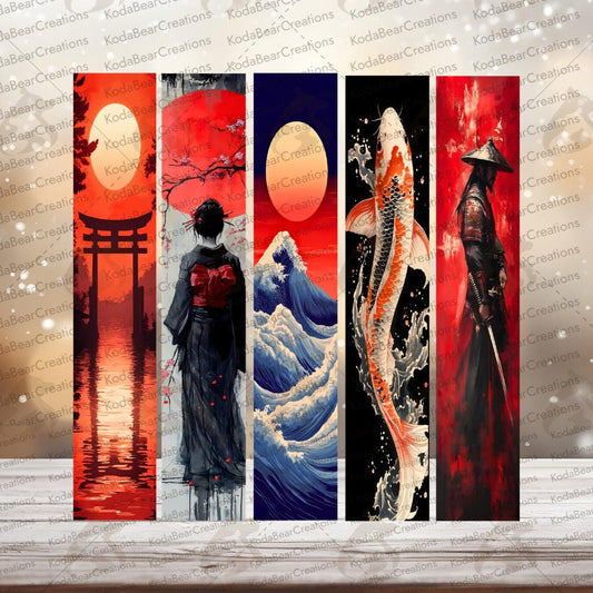 UV DTF Tumbler Wrap, 8x8 Inch Waterproof Decal Sheet Japanese Art