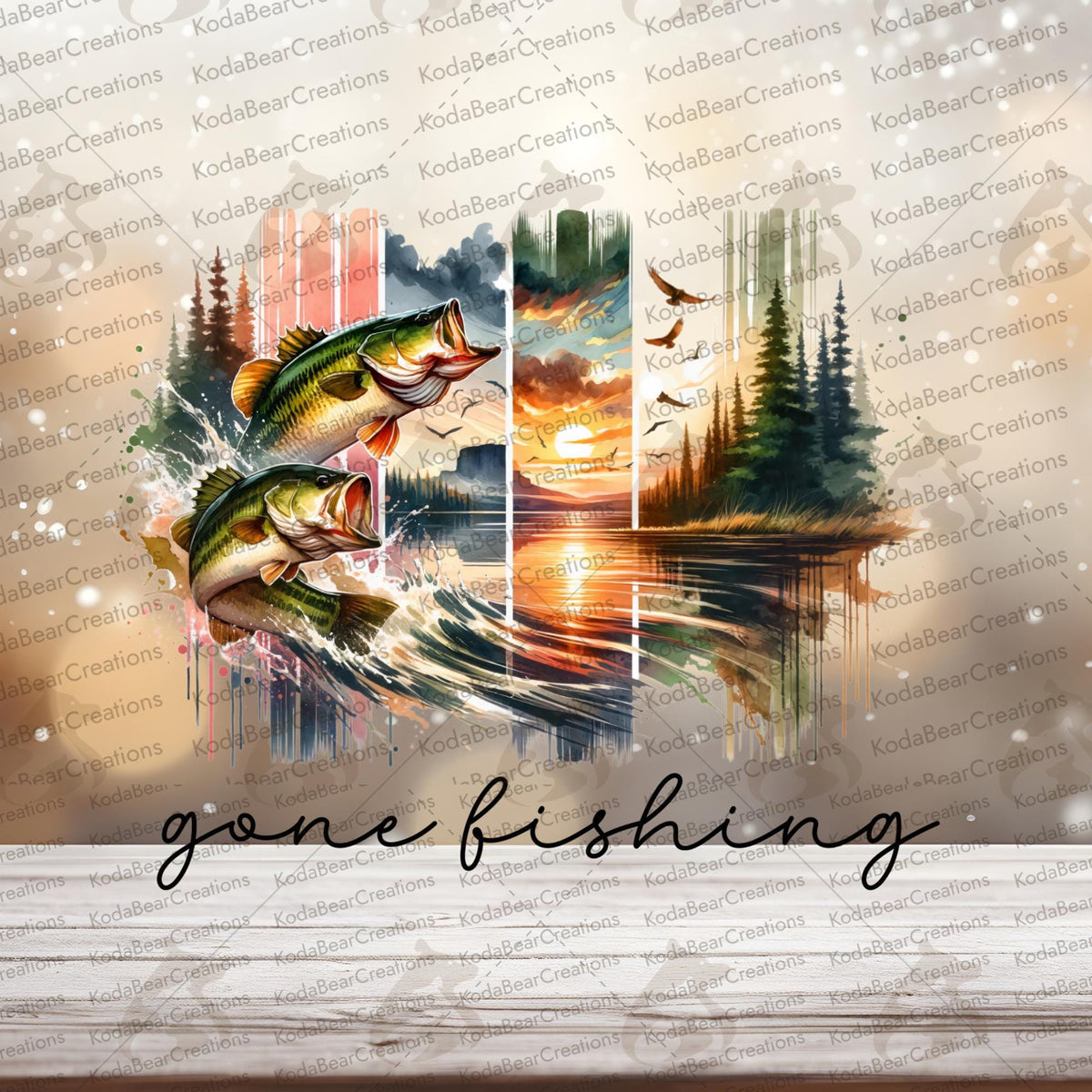 Gone Fishing UV Decal, 3.5in Tumbler Sticker, Waterproof, Durable