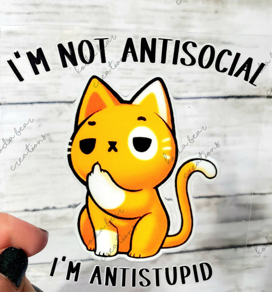 Antisocial Cat UV DTF Decal-D155