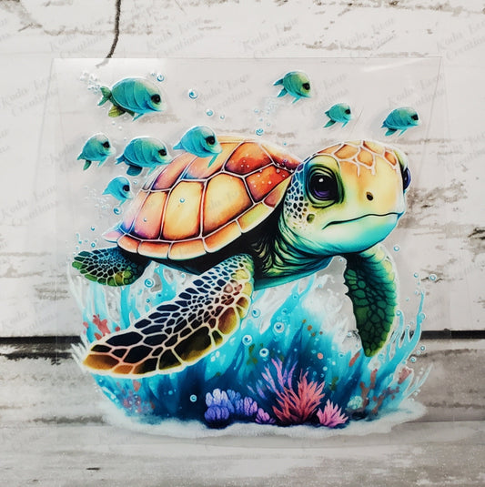 Sea Turtle 1 w/fish UV DTF Decal