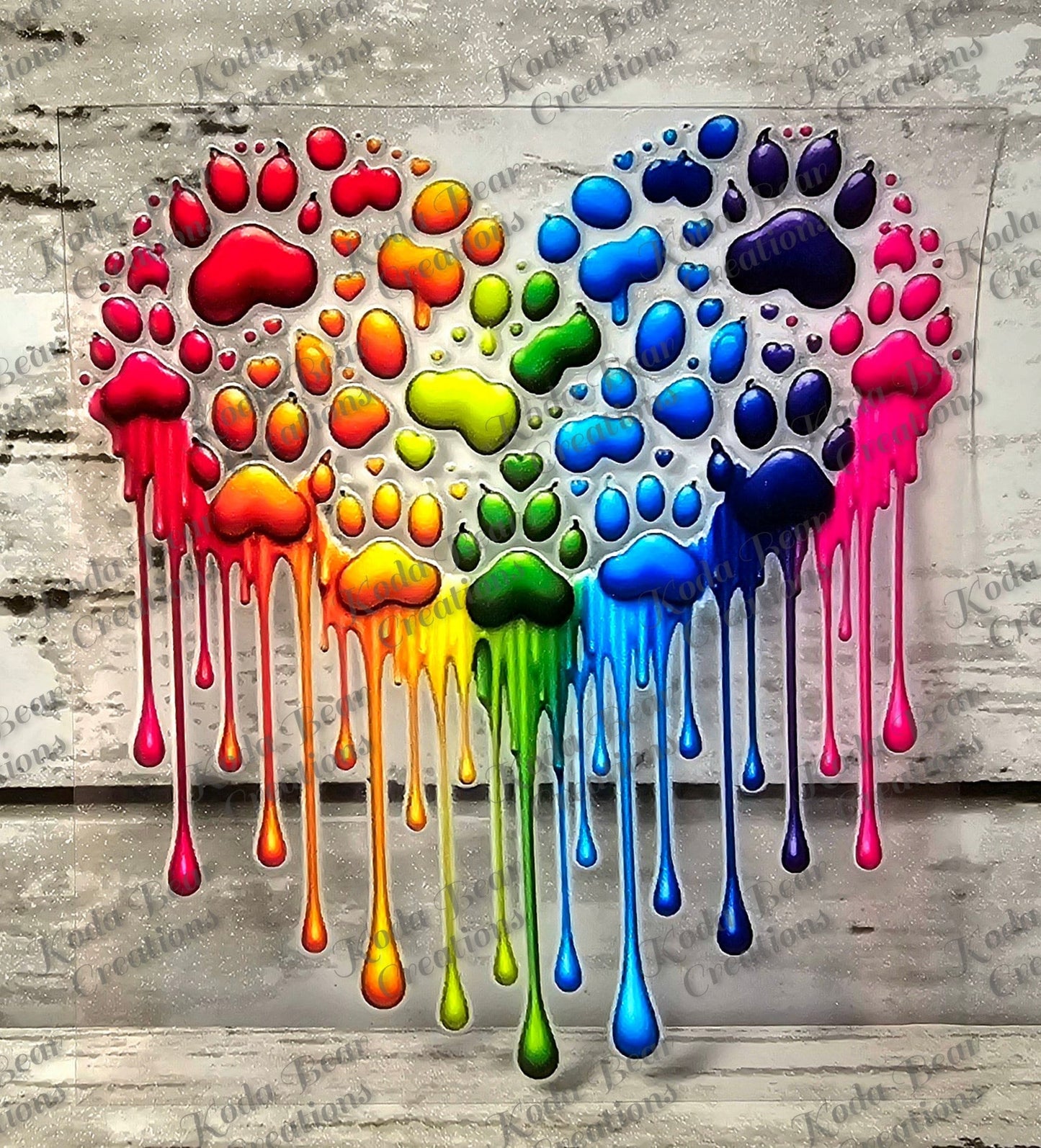 Paw Print Heart UV DTF Decal
