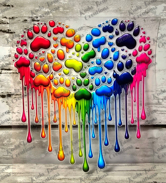 Paw Print Heart UV DTF Decal
