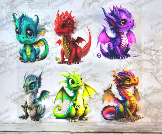 Baby Dragons Element Sheet UV DTF Decals