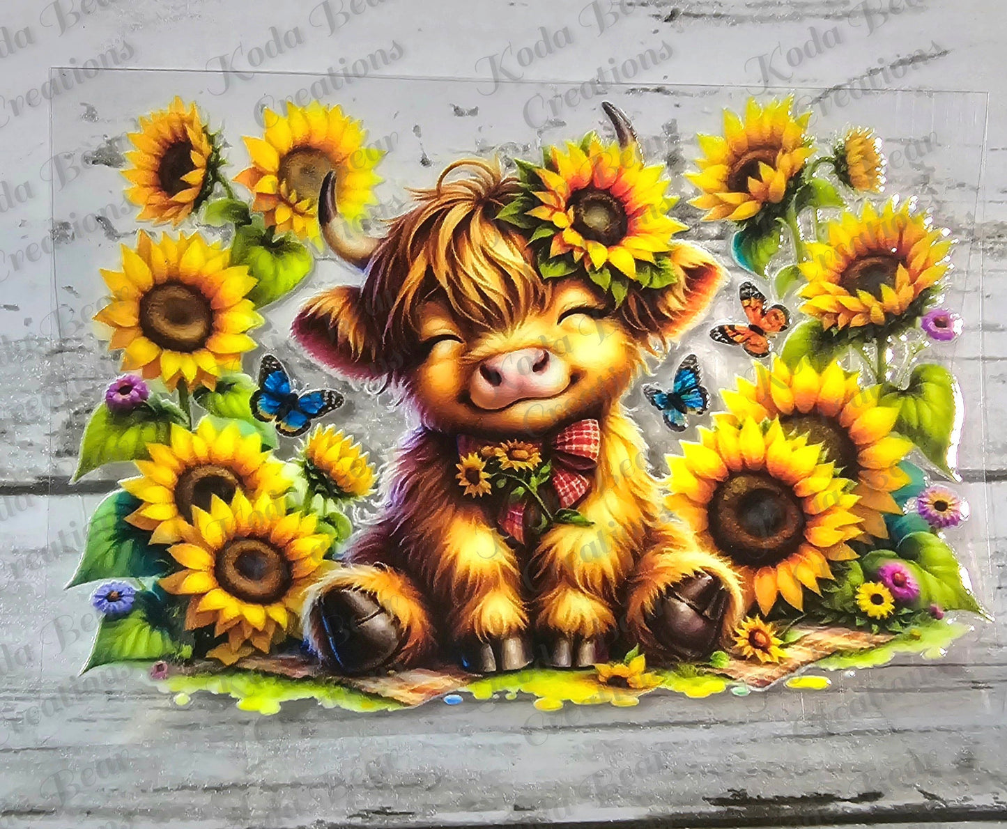 Sunflower Highland Cow Decal