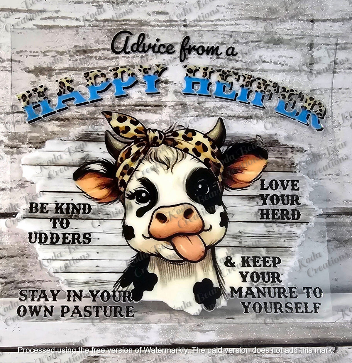 Happy Heifer UV DTF Decal