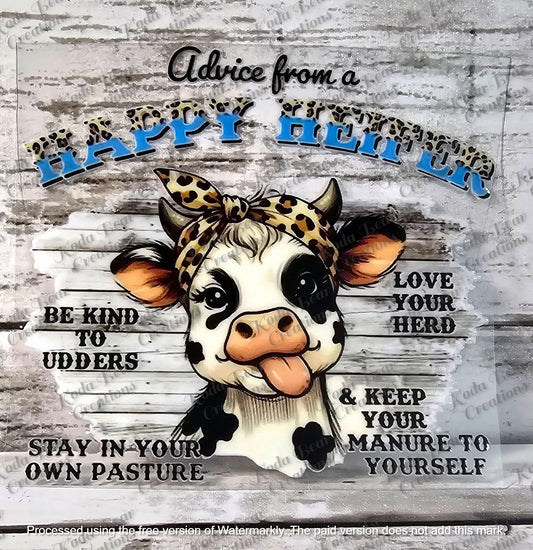 Happy Heifer UV DTF Decal