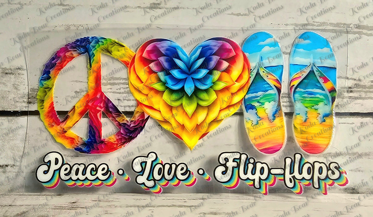 Peace, Love, Flip Flops UV DTF Decal-D067