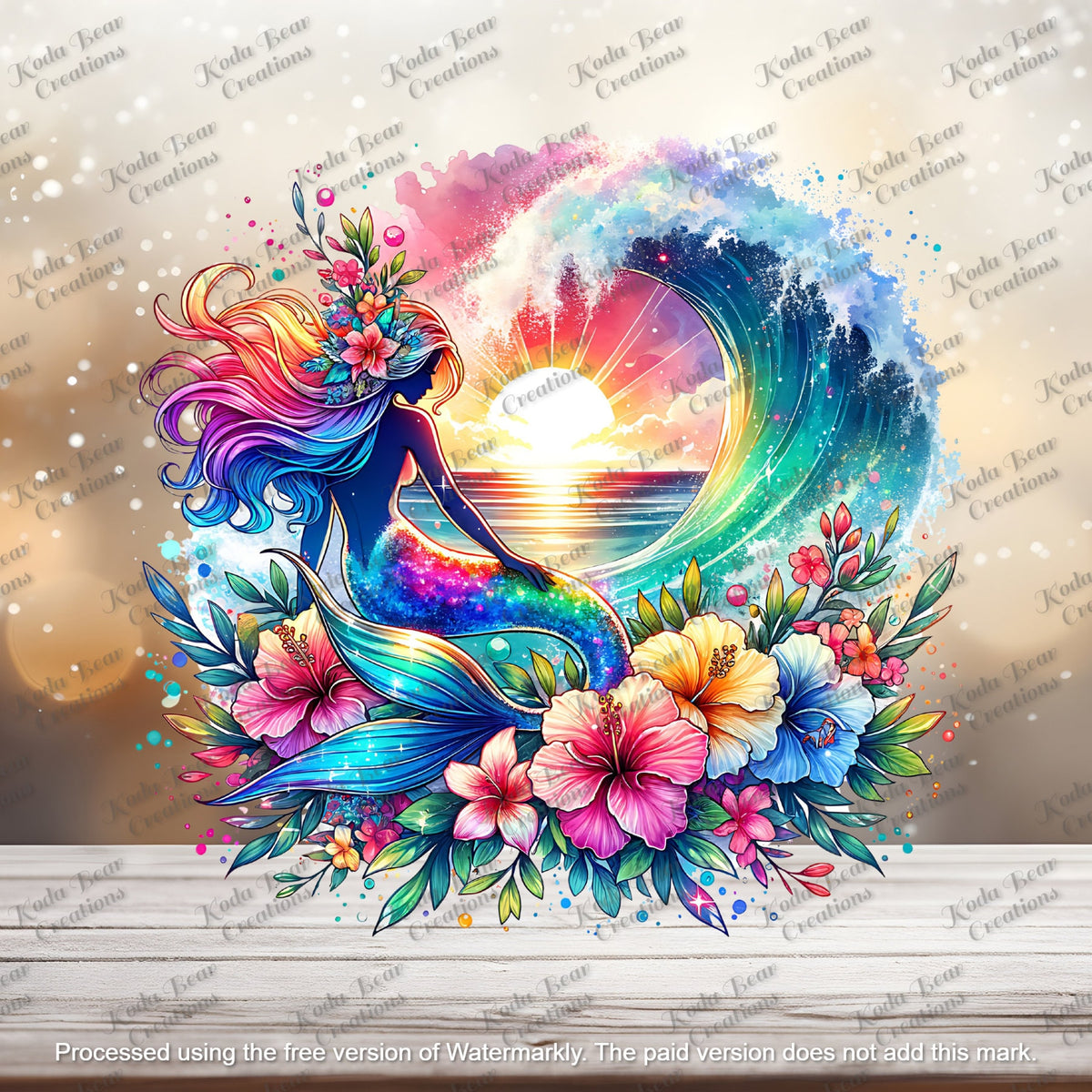 Sunset Mermaid 2 UV DTF Decal