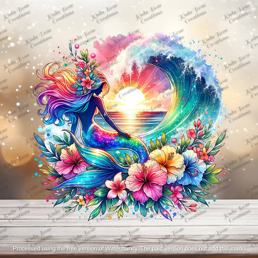 Sunset Mermaid 2 UV DTF Decal