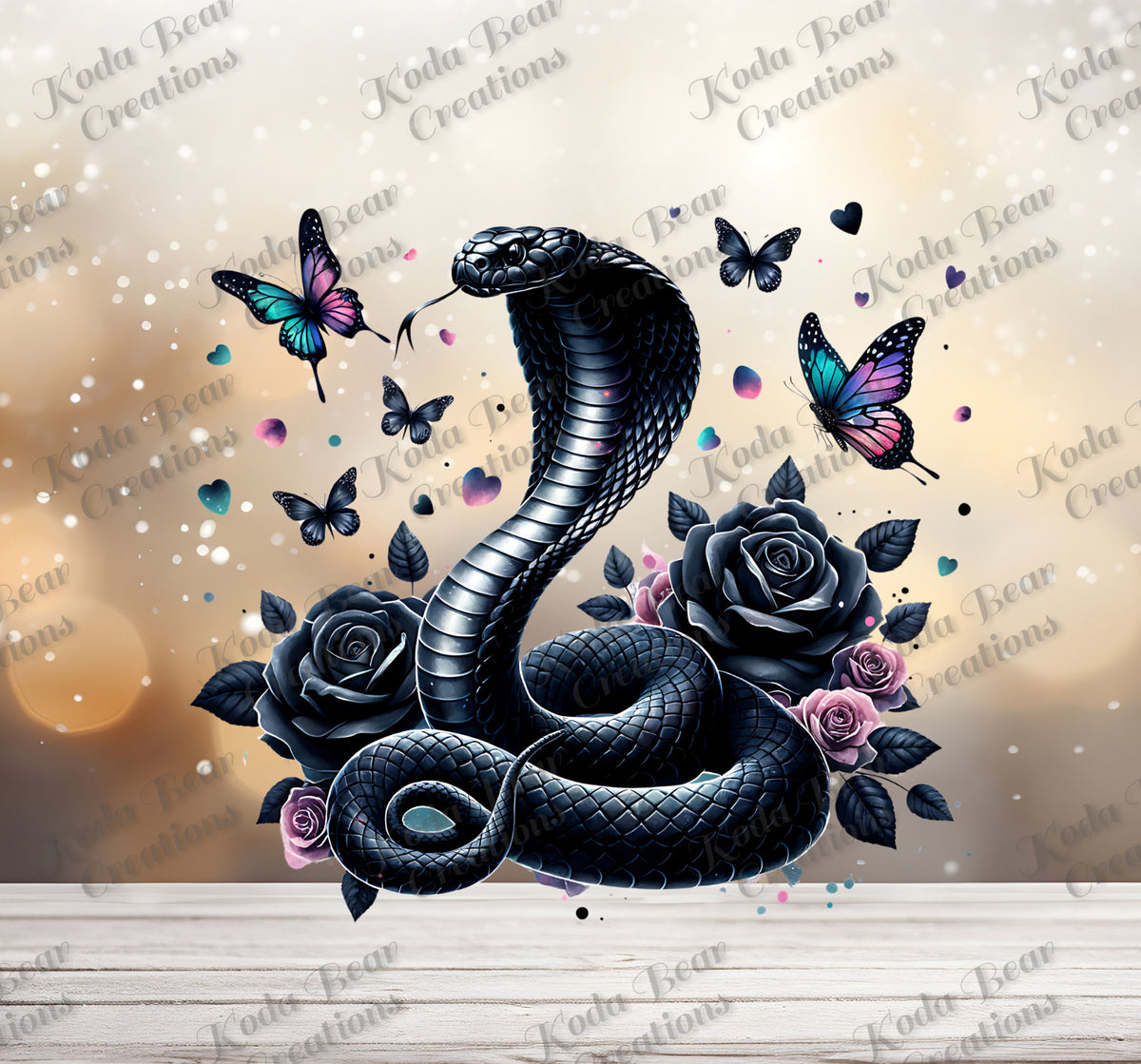 Snake/Butterflies UV DTF Decal