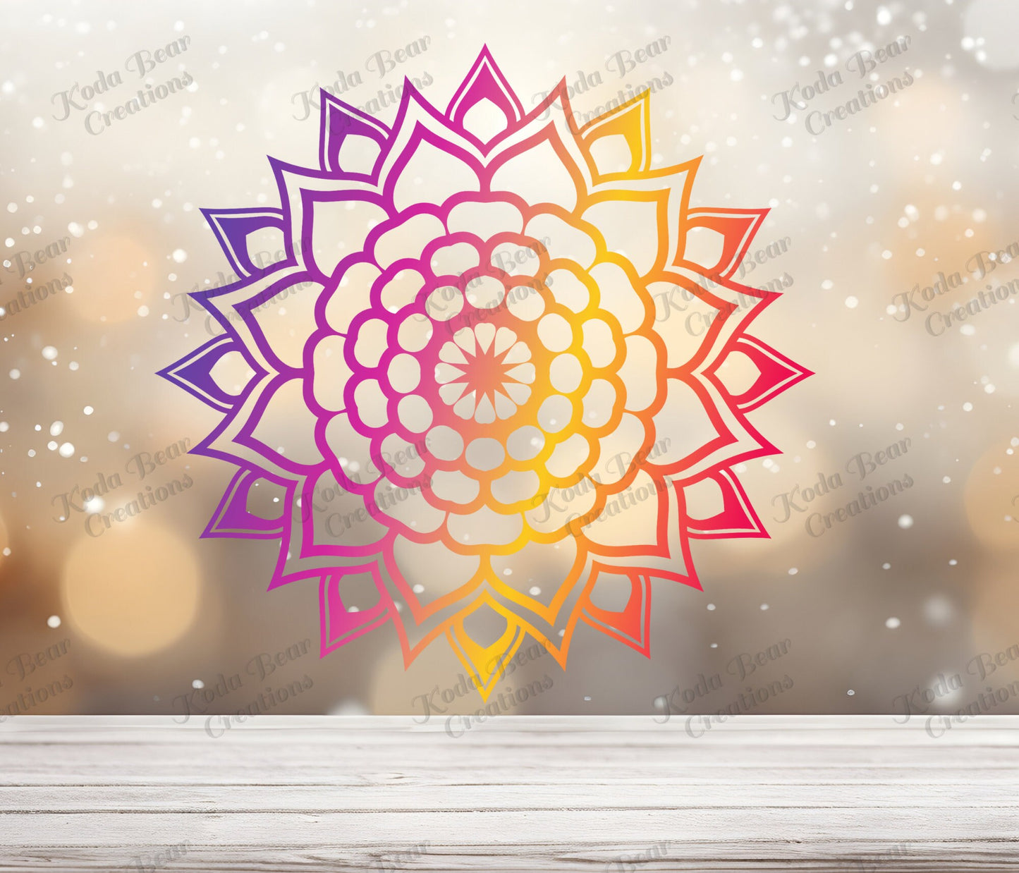 Rainbow Color Mandala UV DTF Decal-D236