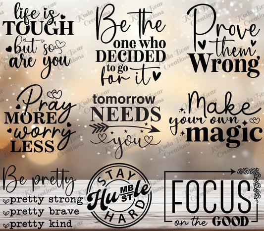 Positive Quotes 1 Element Sheet UV DTF Decals-E052