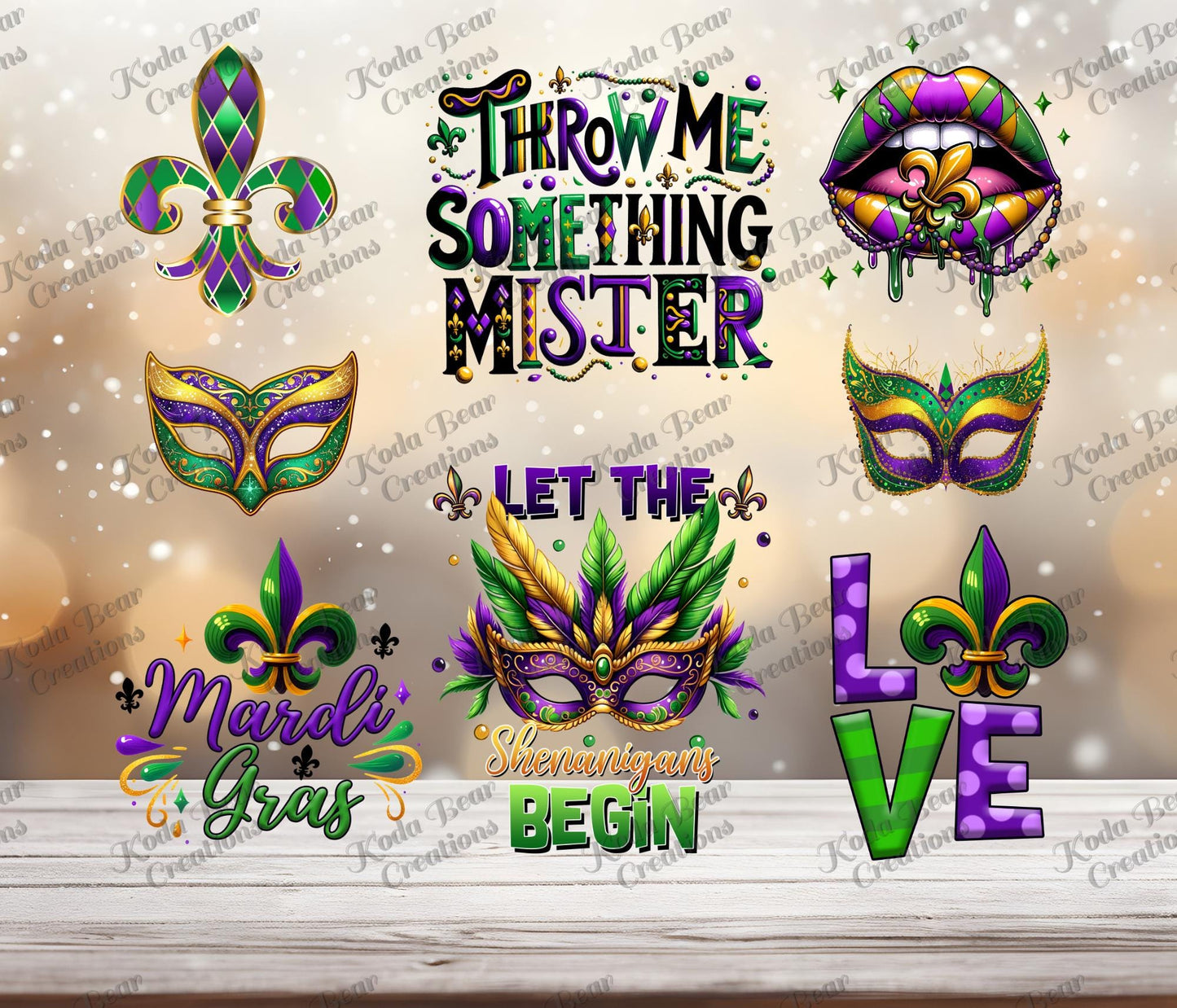 Mardi Gras Element Sheet UV DTF Decals