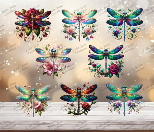 Jeweled Dragonflies Element Sheet UV DTF Decals