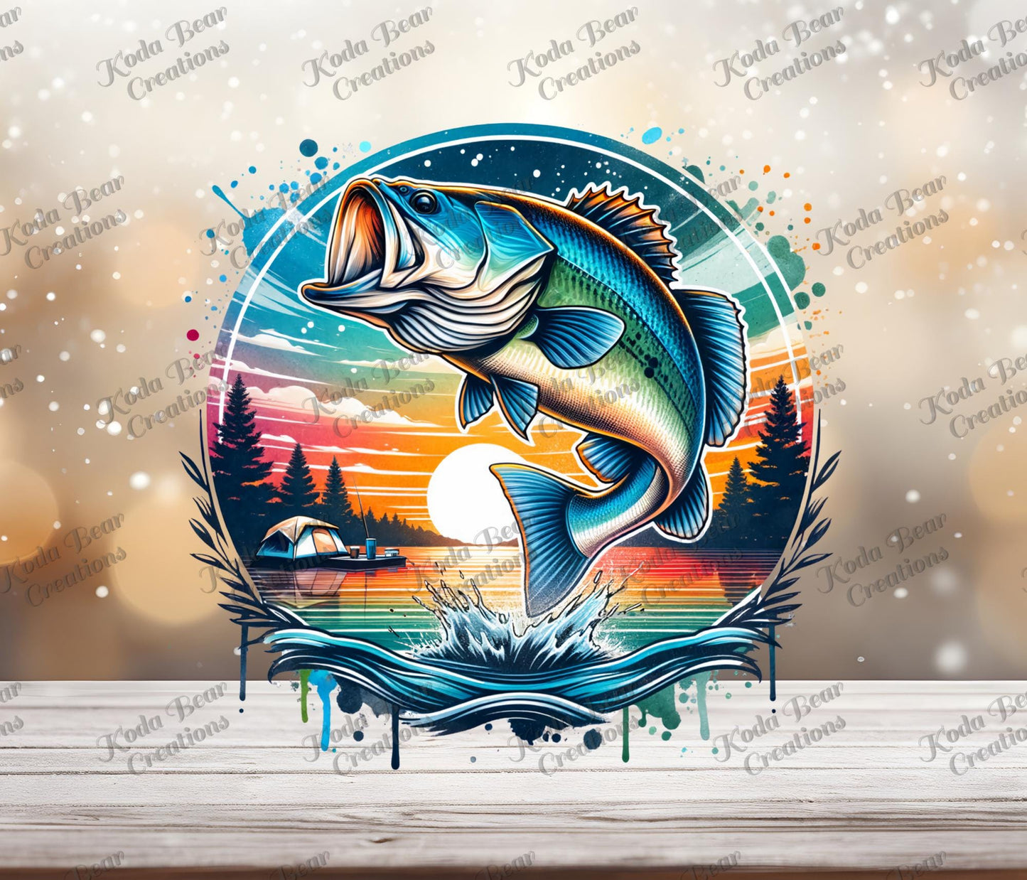 Jumping Bass UV DTF Decal