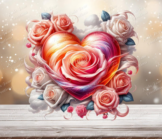 Rose Heart UV DTF Decal