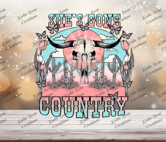 She's Gone Country UV DTF Decal