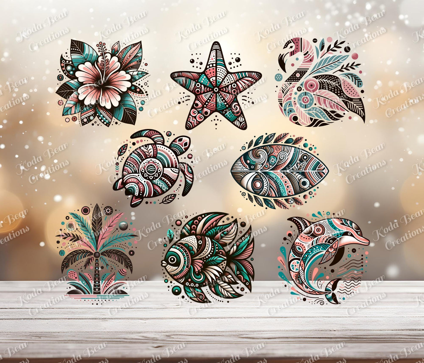 Boho Beach Element Sheet UV DTF Decals