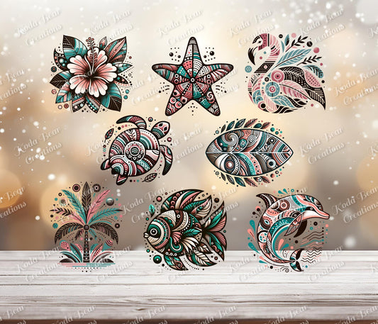 Boho Beach Element Sheet UV DTF Decals
