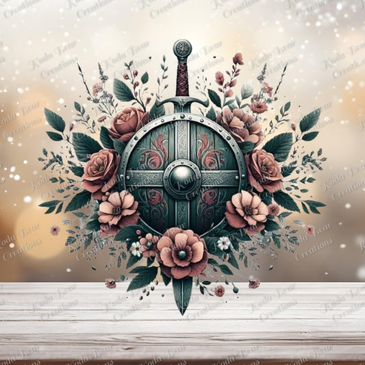 Floral Shield UV DTF Decal