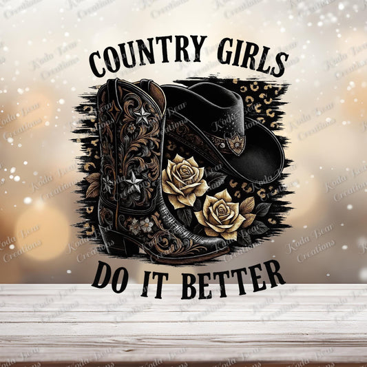 Country Girls Do It Better UV DTF Decal