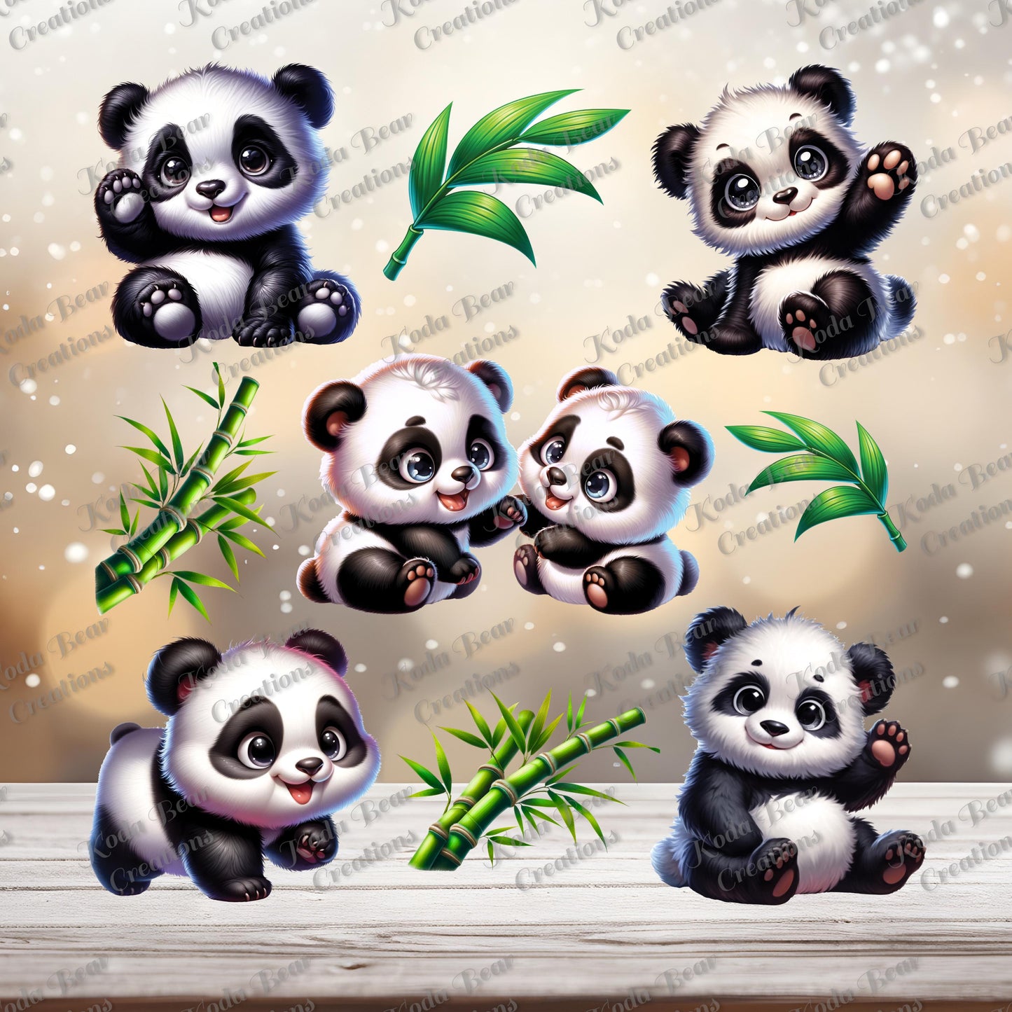 Panda Element Sheet UV DTF Decals