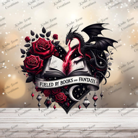 Fueled by Books and Fantasy UV DTF Decal