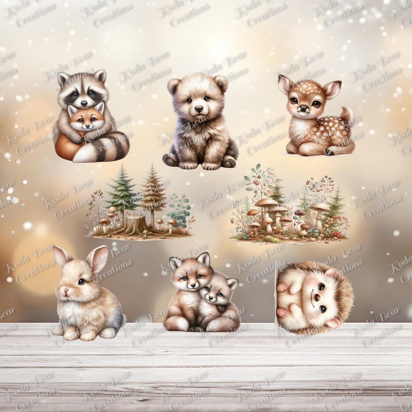 Woodland Animals Element Sheet UV DTF Decals