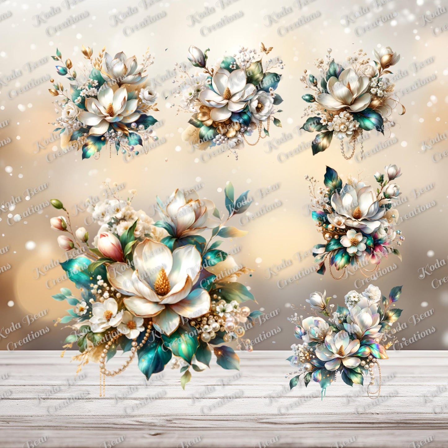 White Floral Big Element Sheet UV DTF Decals