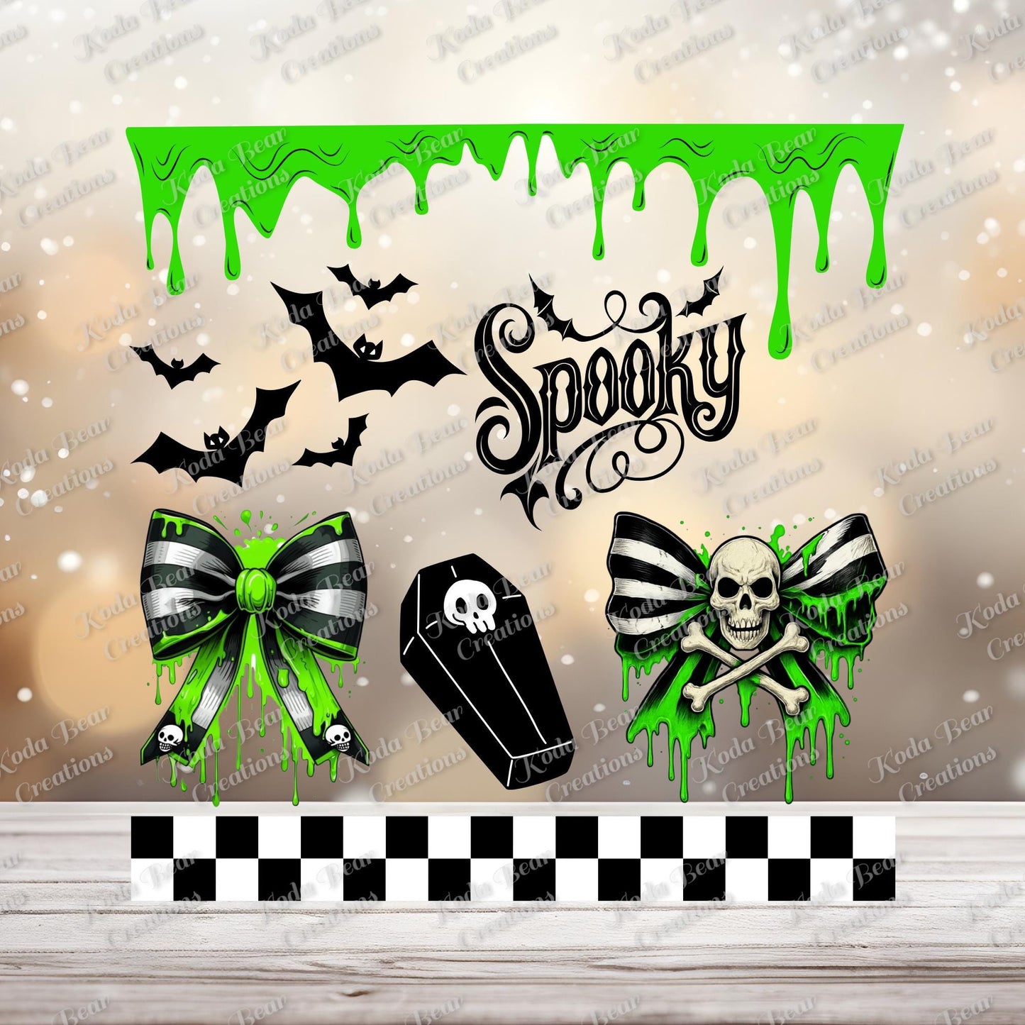 Green Spooky Big Element Sheet UV DTF Decals