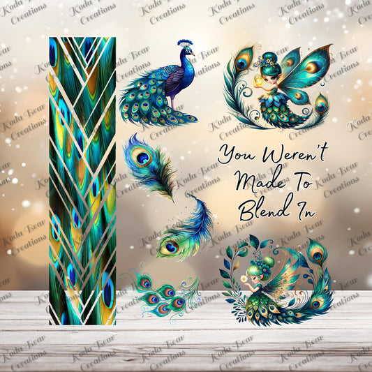 Peacock Element Sheet UV DTF Decals-E020