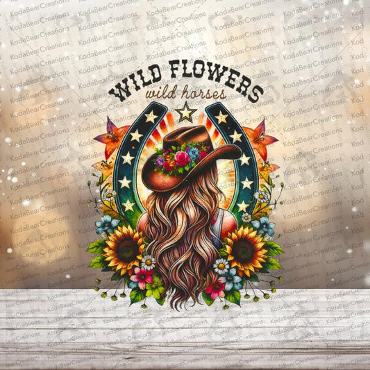 Wildflowers/Horses UV DTF Decal-D119