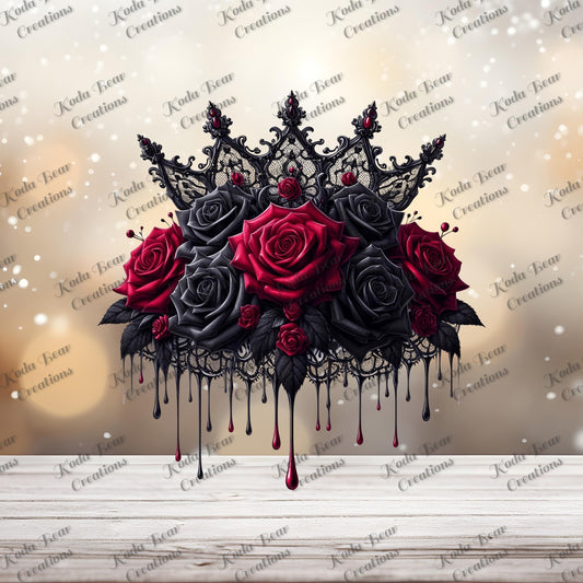 Crown and Roses UV DTF Decal-D022