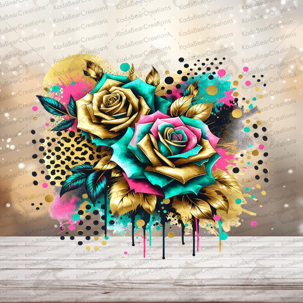 Rose Splash UV DTF Decal-D111