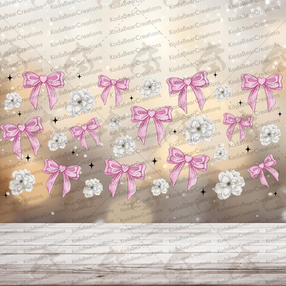 Pink Bows 16oz wrap UV DTF Decal-W015