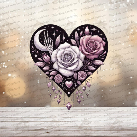 Floral Heart UV DTF Decal-D245