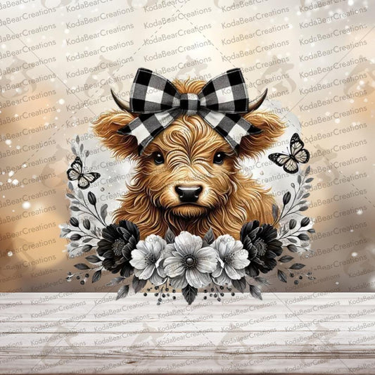 Black & White Checkered Cow UV DTF Decal-D254