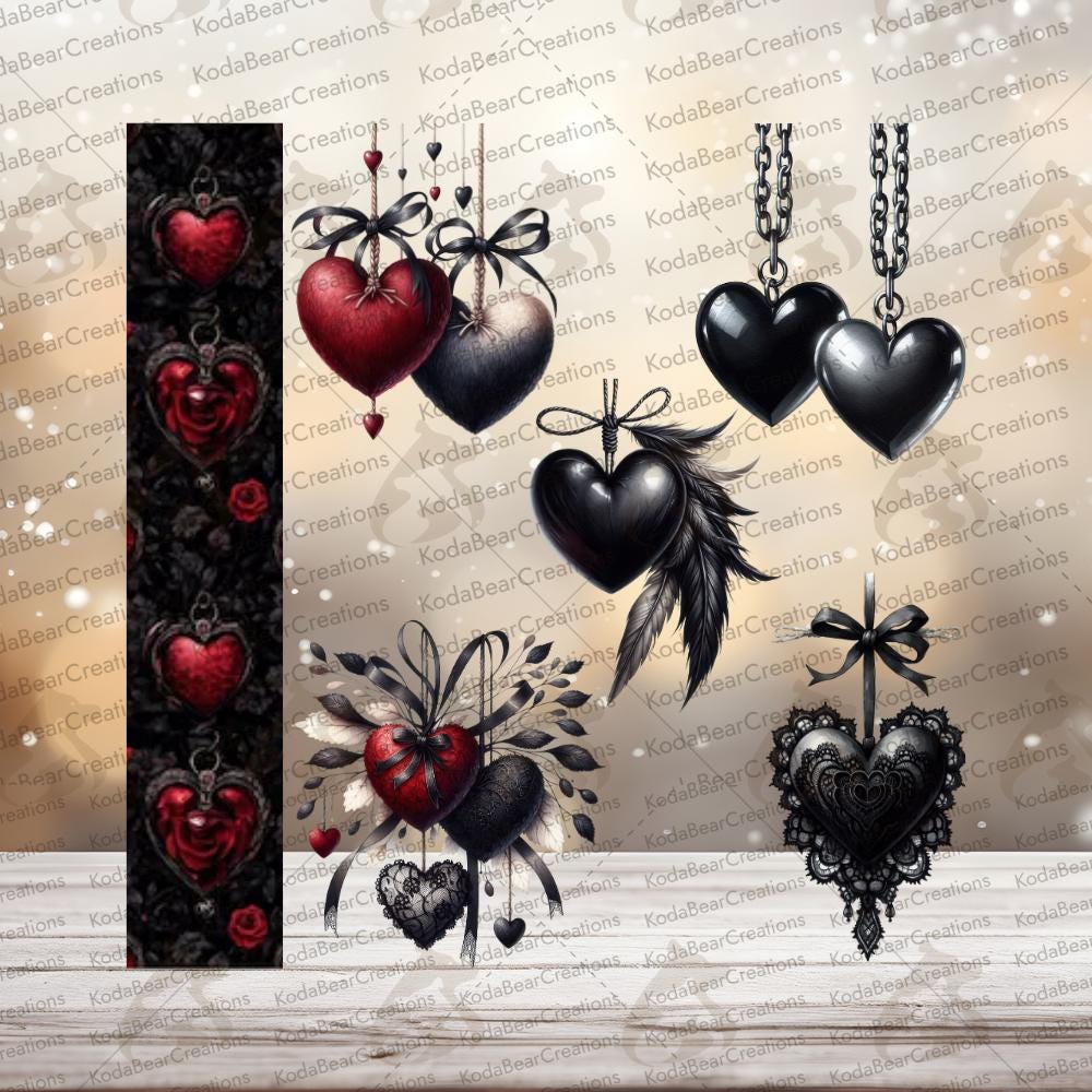 Dark Hearts Element Sheet UV DTF Decals-E060