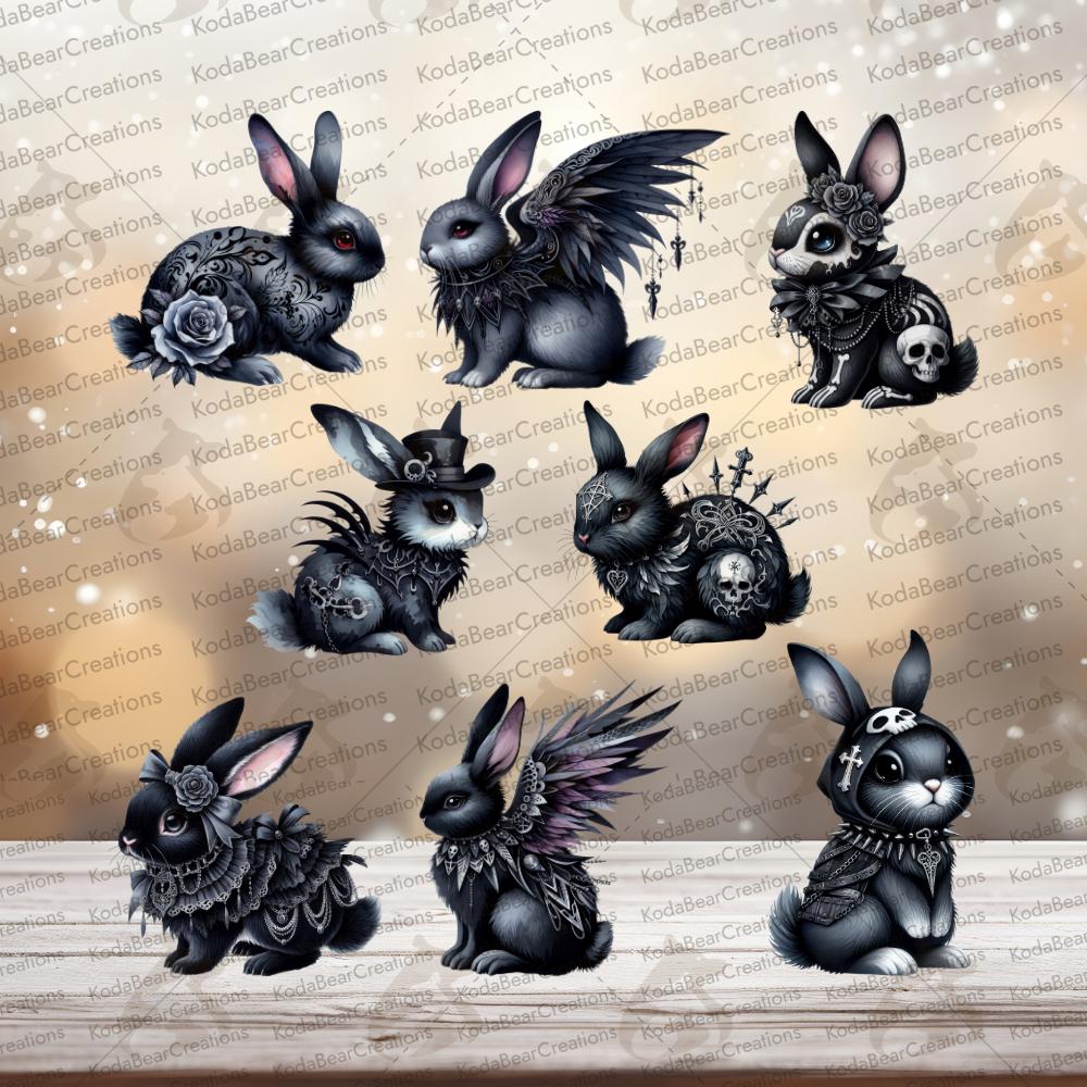 Goth Bunnies Element Sheet UV DTF Decal-E062