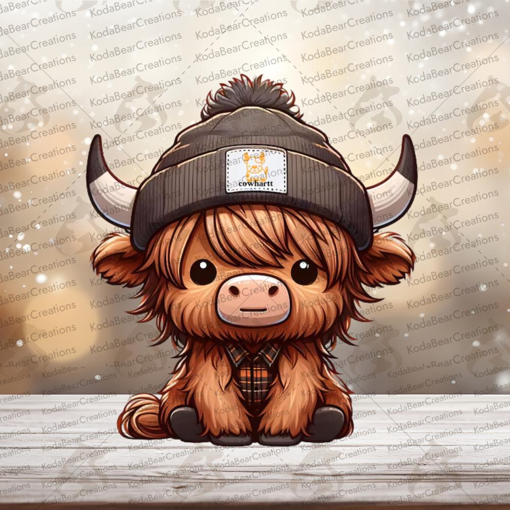 Beenie Highland Cow UV DTF Decal-D273