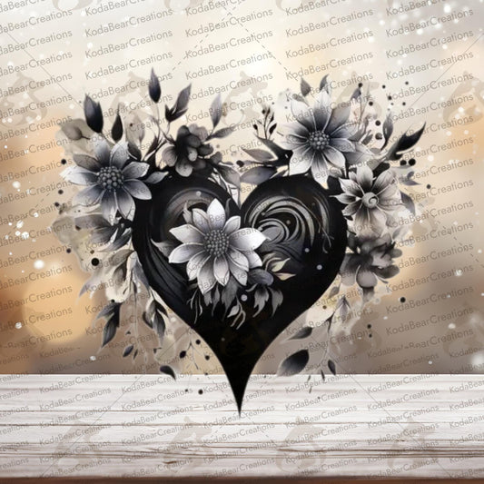 Monochrome Heart UV DTF Decal-D281